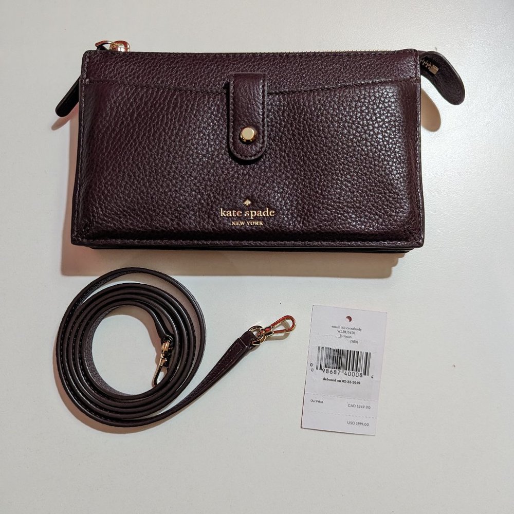 Kate Spade Jackson Small Tab Crossbody in Chocolate Cherry